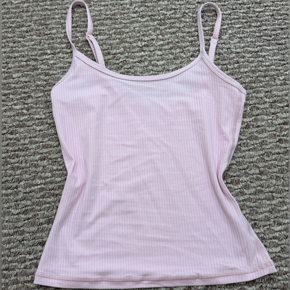 Aritzia Golden BUTTER Rib Essential Cami Tank in villa pink